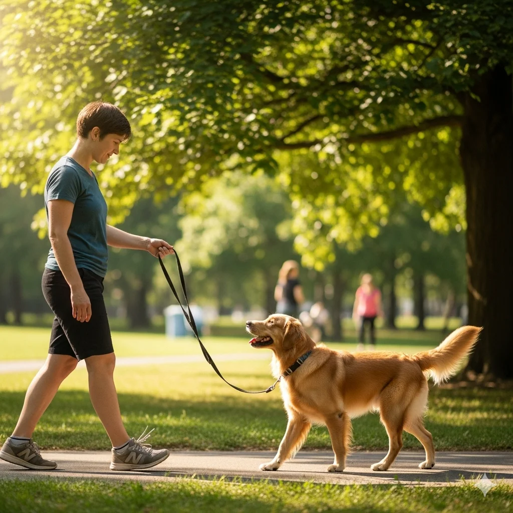 hond aan een hondenriem
